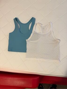 New Lululemon Blue and White Racerback Crop Tops
